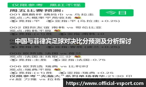 中国与菲律宾足球对决比分预测及分析探讨